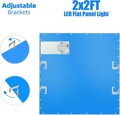 2x2 LED Flat Panel Lights for Drop Ceiling 6 Pack, 45W 5800LM Recessed Edge-Lit Light Fixture, 0-10V Dimmable 5000K Troffer Light, 110-277V Drop Ceiling Lay in for Commercial Office, ETL Listed