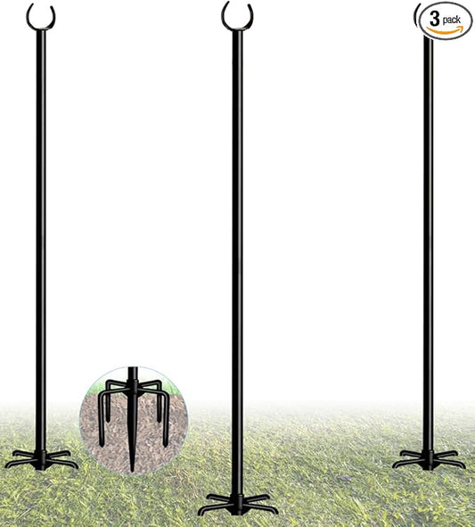 10FT String Light Pole Stand, Outdoor String Lights Hanging, Use for Backyard, Garden, Patio, Party, Festival, Wedding, Picnic, Matte, 3 Pole
