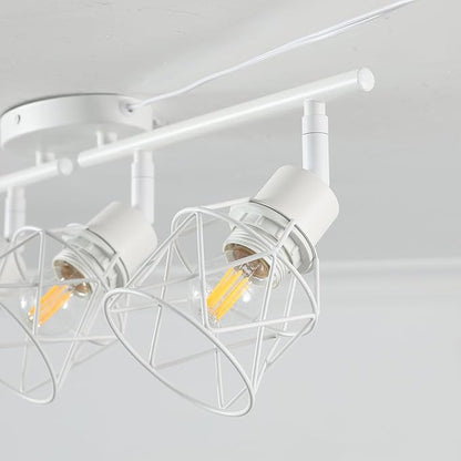 Dimmable 6 Light Plug in Ceiling Light,White Plug in Track Lighting Kit with 16.5' Cord,Flexibly Rotatable Light Head,Modern Industrial Farmhouse Style(Bulbs Not Included)