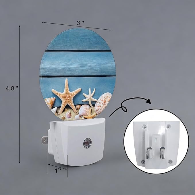 Nautical Blue Starfish Night Light Auto Sensor Led Dusk to Dawn Lamp Home Decor for Men Women