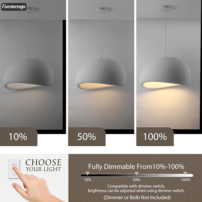15.7in Wabi Sabi Pendant Light, Kitchen Island Lighting Fixture Ceiling Mount Japanese Lamp Japandi Chandelier for Dining Living Room Hallway Bedroom Restaurant Hanging Lamp, White 1 Pack