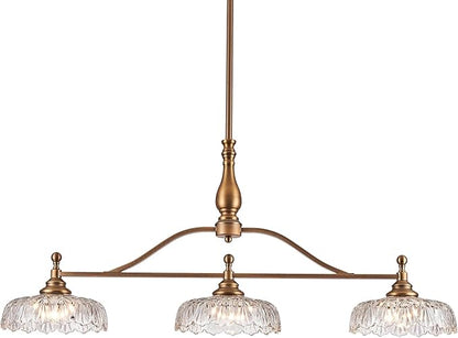 HDDFL Chandeliers Pendant Light Fixture Vintage Pendant Lighting Fixtures 3 Lights Chandelier Matte Brass Kitchen Glass Hanging Lamp for Island Dining Room Living Room