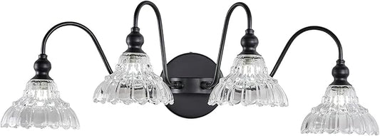 Black Vanity Light Fixtures, 4-Light Bathroom Light Fixtures Vintage Wall Sconces for Dining Room Bathroom Bedroom