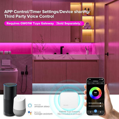 BTF-LIGHTING CH31RF 2.4GHz RF RGB Controller 20kHz High Frequency PWM Silent No Humming Flicker-Free Dimmer for RGB RGBW RGBCCT LED Strips with Tuya Gateway(GW01W) Alexa Smart Life App (No Remote)
