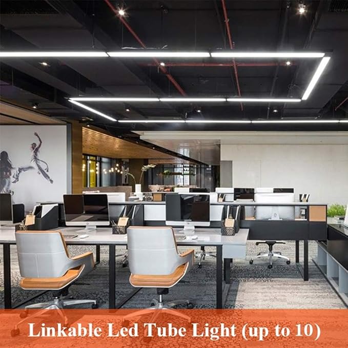 Airand LED Shop Light Fixture 4FT Plug in Ceiling Lights Linkable LED Tube Light 5000K Plug in Light Fixture for Bathroom Garage Overhead with ON/Off Switch