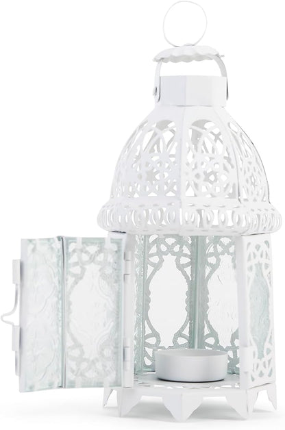 Gifts & Decor White Fancy Antique Lattice Candle Lantern with Stand