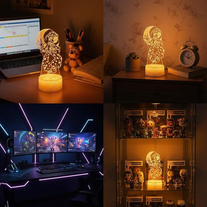 3D Illusion Night Light LED Lamp with Remote Control 16 Color Changing Visual Bedroom Decoration (Moondrop)