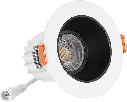 Maxxima 2 in. Ultra-Thin Recessed Anti-Glare LED Downlight - Canless IC Rated, 5 Color Temperature Selectable 2700K/3000K/3500K/4000K/5000K, Dimmable Round White Trim Black Baffle, 90 CRI