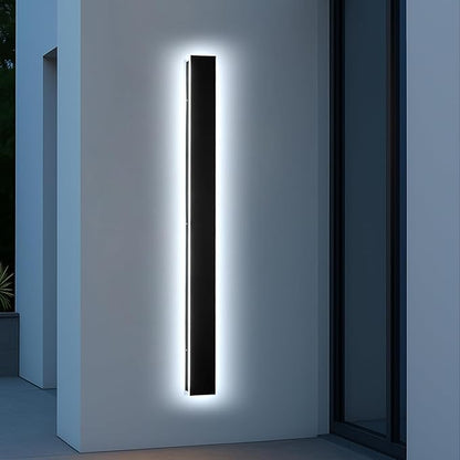 Exterior Lights for House - Dimmable Modern Outdoor Sconce Light Wall Mount, Linear Black Led Long Wall Porch Lighting Fixture for Garage Garden Front Door Patios