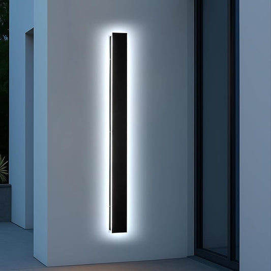 Exterior Lights for House - Dimmable Modern Outdoor Sconce Light Wall Mount, Linear Black Led Long Wall Porch Lighting Fixture for Garage Garden Front Door Patios