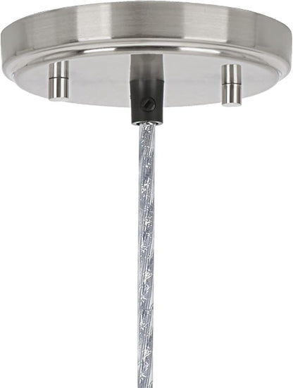 Aspen Creative 61104 Adjustable One Mini Ceiling Light, Transitional Design in Finish with Green Art Glass Shade, 3-3/4" Wide Pendant, Satin Nickel
