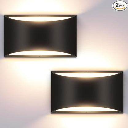 Black Modern LED Wall Sconce Hardwired Indoor Wall Lights Set of 2 Up and Down Wall Mount Light Warm White 3000K for Bedroom Living Room Bathroom Hallway Entryway Stairwell (with G9 Bulbs)