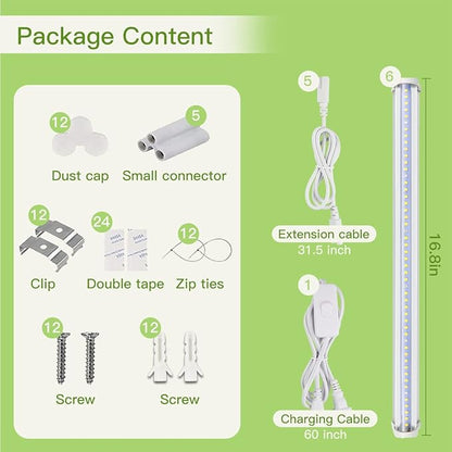 GYTF T5 LED Grow Lights, 306-Bulbs 5000K White Full Spectrum Plant Growing Lamp Bars for Indoor Plants Seedling Hydroponics, Daisy-Chain Design (6 x 10W, 300W Equivalent)