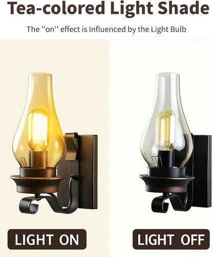 LightInTheBox Rustic Wall Sconce Vintage Farmhouse Wall Light Fixtures Industrial Glass Wall Lamp for Cabin Bedroom Living Room Hallway Fireplace (2PCS)