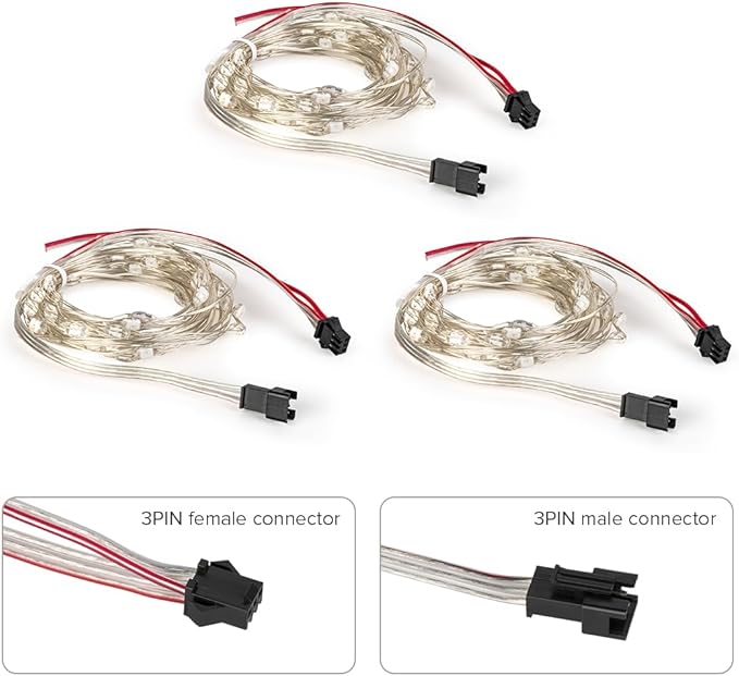 BTF-LIGHTING Chasing Dream Full Color Twinkle Decorative Light 3Pack 16.4ft Total 150LED Addressable WS2812B IC Fairy String DC5V for Kid's Bedroom, Christmas Tree, Party(No Adapter or Controller)