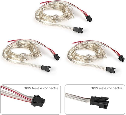 BTF-LIGHTING Chasing Dream Full Color Twinkle Decorative Light 3Pack 16.4ft Total 150LED Addressable WS2812B IC Fairy String DC5V for Kid's Bedroom, Christmas Tree, Party(No Adapter or Controller)