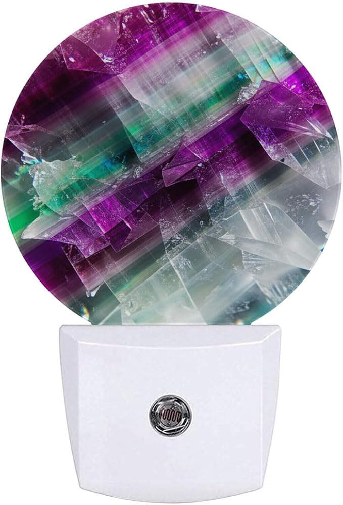 Purple Texture Plug in Night Light Auto Light Round Lamps Energy Saving Gift for Women Men Friends