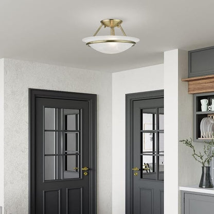 Livex Lighting 4823-01 Newburgh Collection 2 Light Semi-Flush, Antique Brass