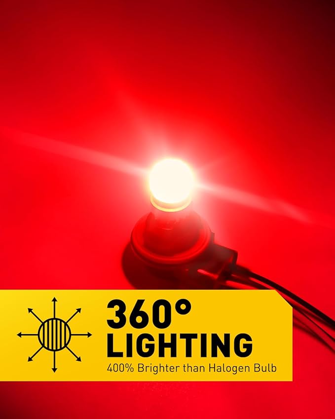 AUXITO 3157 LED Bulbs Red Brake Light, 400% Brighter 1;1 Size, 3156 3056 3057 3457 4057 4157 Lights for Tail Light, Brake Lights, Side Marker Parking Light, Pack of 2