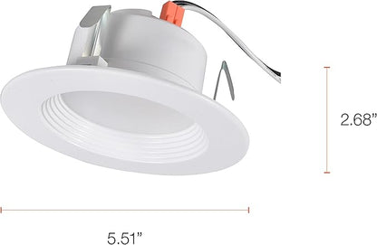 LEDVANCE Sylvania 4” LED Recessed Lighting Downlight with Trim, Dimmable, 7.5W=65W, 600 Lumens, White 3000K, Wet Rated/UL/Energy Star - 4 Pack (62022)