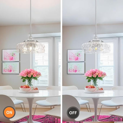 Brushed Nickel Pendant Light with Clear Glass Lampshade, 3-Light Adjustable Pendant Lights Kitchen Island, Vintage Kitchen Pendant Light Ceiling Hanging Lights for Dining Room Hallway Bathroom, E12*3