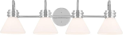 Kichler Farum 34" 4-Light Vanity Light with Opal Glass in Chrome for Single or Double Vanity, Over a Mirror, Powder Room, Bathroom, (34" W x 9.5" H), 55156CH