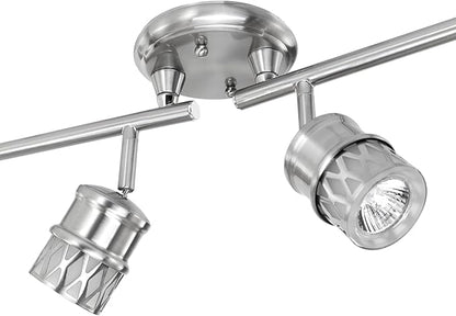 Globe Electric 59355 Kearney 6-Light Foldable Track Lighting, Brushed Nickel Finish, White Glass Shades
