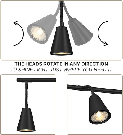 Modern LED 4-Light Track Lighting, Matte Black, 32 Inch, 4 GU10 LED Bulbs Included, Directional Spotlight Fixtures, Kitchen Ceiling and Wall Lights for Living Room
