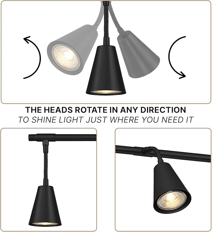 Modern LED 6-Light Track Lighting, Matte Black, 44 Inch, 6 GU10 LED Bulb Included, Directional Lighting, Kitchen Lighting Fixtures Ceiling, Spotlight Fixtures, Wall Lights for Living Room