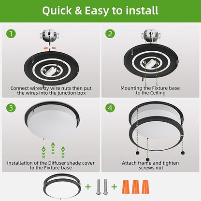 Hlite 36W 13inch LED Flush Mount Ceiling Light, 3600LM Super Bright, 5000K Daylight White, Oil Rubbed Bronze Low Profile Ceiling Light Fixture for Bedroom Kitchen Bathroom Hallway