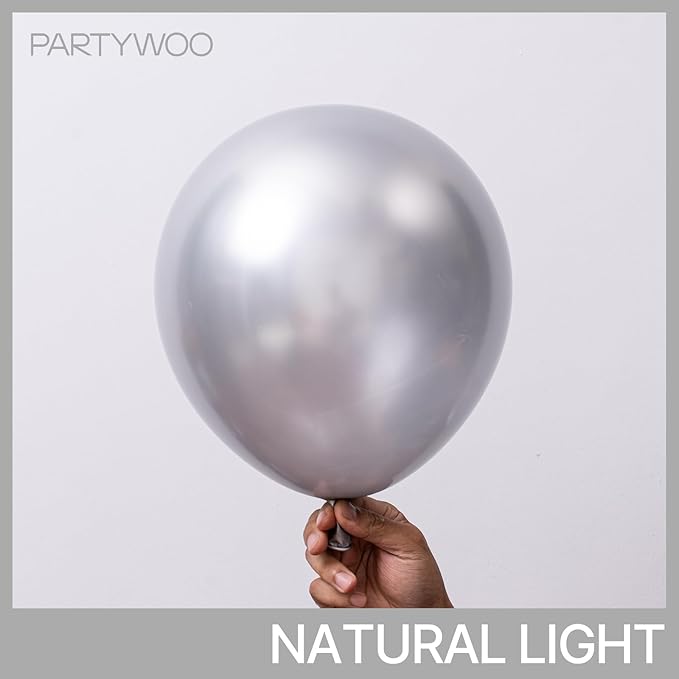 PartyWoo Silver Balloons 145 pcs Different Sizes of 18 12 10 5 Inch Silver Balloon Arch Kit Garland for Birthday Graduation Bachelorette Engagement Bridal Shower Wedding Party Decorations Silver-G102