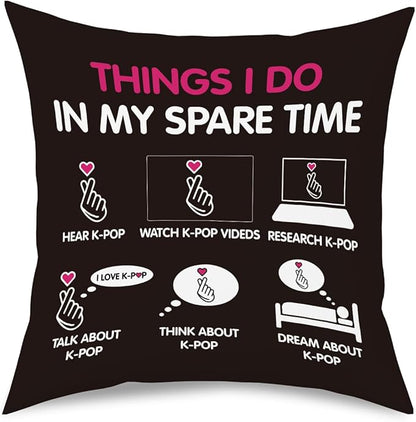 K-pop Decor, Just a Girl Who Loves K-pop Room Decor, Girls K-pop Gifts Rustic Anime Lovers Throw Pillow Covers for Living Room Home Girl Bedroom Decoration Gifts