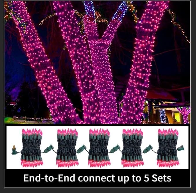 LAMPHOME Pink Christmas Valentine's String Lights 100 Mini Incandescent Fairy Light Decor 20 Ft Green Wire Indoor & Outdoor Party Patio Bedroom, Xmas Tree Garland Easter Holiday Decoration