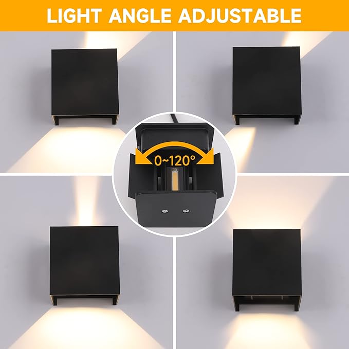 4-Pack Outdoor Wall Lights Exterior/Interior. 4.33''Square Modern LED Wall Sconce,Up Down Lights Outdoor IP65 Exterior Light Fixtures.15W Warm Light 3000K Aluminum Outdoor Wall Lighting Fixtures.