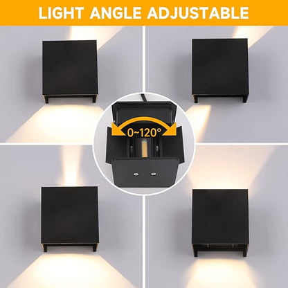 4-Pack Outdoor Wall Lights Exterior/Interior. 4.33''Square Modern LED Wall Sconce,Up Down Lights Outdoor IP65 Exterior Light Fixtures.15W Warm Light 3000K Aluminum Outdoor Wall Lighting Fixtures.
