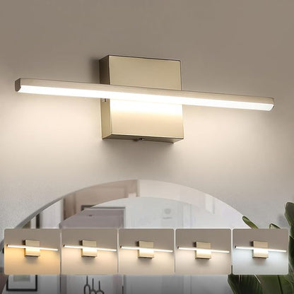 Modern Bathroom Vanity Light 16 Inch, 14W Brushed Nickel Bathroom Light Fixture Over Mirror, Dimmable 5CCT LED Wall Sconce Lighting for Restroom Mirror Farmhouse