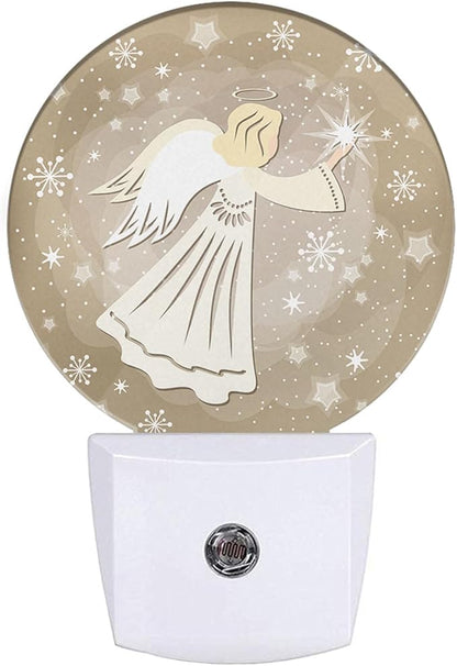 Angel Night Lights Plug into Wall White Angel Wings Cute Plug-in Nightlight Auto on/Off Dim Light Wall Light Sleep Friendly for Boys Girls Room Decor & Holiday Gifts