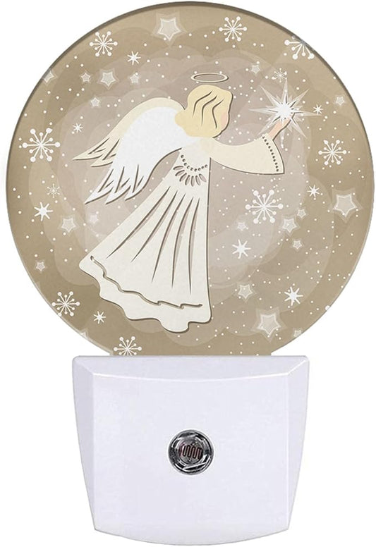 Angel Night Lights Plug into Wall White Angel Wings Cute Plug-in Nightlight Auto on/Off Dim Light Wall Light Sleep Friendly for Boys Girls Room Decor & Holiday Gifts