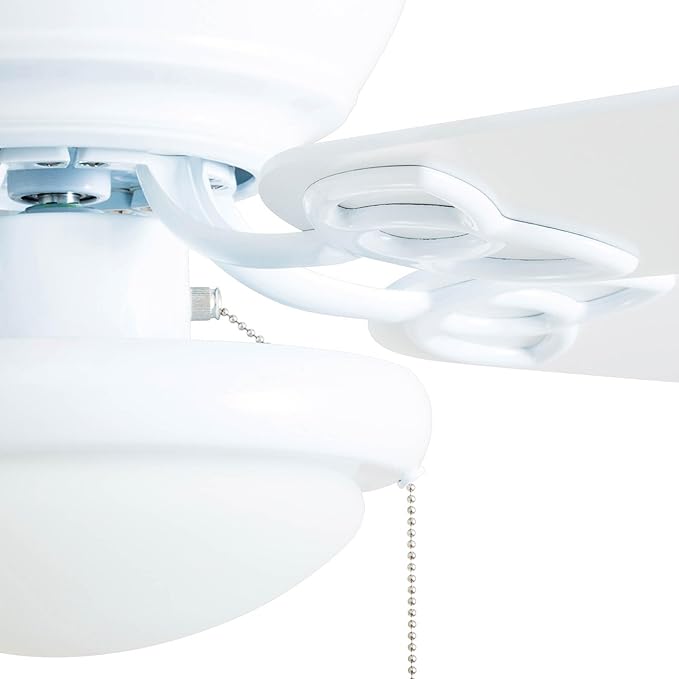 Prominence Home Benton Traditional 52 Inch Ceiling Fan with Light, LED Flush Mount Ceiling Fan, Indoor Fan with 5 Blades, White and Gray Oak Blade Finish Options, White (50852-01)