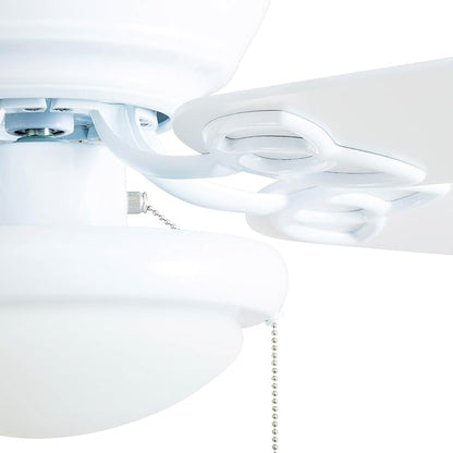 Prominence Home Benton Traditional 52 Inch Ceiling Fan with Light, LED Flush Mount Ceiling Fan, Indoor Fan with 5 Blades, White and Gray Oak Blade Finish Options, White (50852-01)