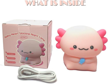 Axolotl Cute Cartoon Nursery Night Lights, Animal Design Safe Silicone Soft LED Nursery Lamp for Toddler Room Decoration