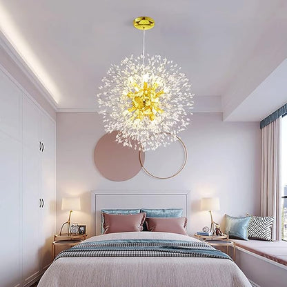 Gold Crystal Chandeliers 16-Light Modern Light Fixture,Firework Chandelier,Personalized Ceiling Hanging Lighting for Living Room,Bedroom,Dining Room,Office Chandelier