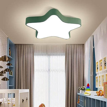 LED Ceiling Light Fixture, Modern Pentagram Recessed Ceiling Lights, 3000K-6000K Dimmable Light, Close to Lighting Flush Mount Living Room Pendant Lamps (Green, 20inch)