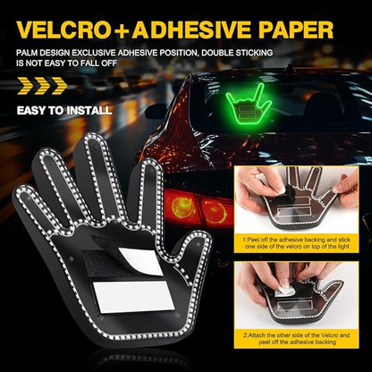 LED Gesture Light Comical Car Finger Light with Remote Ideal Gifted Car Accessories Funny Back Window Sign Car Gadget & Road Rage Sign Give The Love & Wave & Yead to Drivers-Green