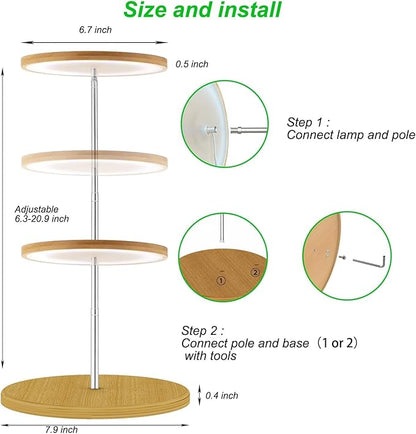 Plant Grow Light for Indoor Plant,Bamboo Mini LED Grow Light Garden,Height Adjustable,Automatic Timer with 8/12/16 Hours