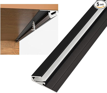 5Pack Surface Mounted LED Linear Aluminum Profile, 45 Degree Led Bars Invisible Oblique Beam Lamp Bookcase Layer Shelf Led Channel Kitchen Closet Hidden Lighting(100cm, Black)