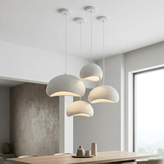 JAYMP 50cm Wabi Sabi Pendant Light for Dining Room Kitchen Island Hallway Restaurant Modern Hanging Lamp E26 Base Japanese Style Bird Nest Shape Lighting Fixture (Matte White,B Shape, 50cm/19.7in)