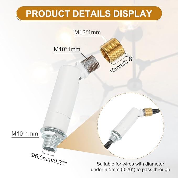 MECCANIXITY Sloped Ceiling Adapter, 90/345 Degree 60x15mm M10 Fine Thread Sloped Ceiling Light Fixture Adapter Kit for Ceiling Pendant Light Chandelier Track Suspend(White, Pack of 2)