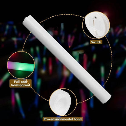 SHQDD 100 Pack LED Glow Sticks for Wedding, Bulk Foam Glow Sticks with 3 Modes Colorful Flashing, Glow Stick Bulk Party Pack for Wedding, Raves, Concert,Camping, Sporting Events, Pool Party