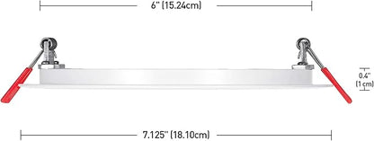 GLOBE Electric 90933 6" Ultra Slim LED Integrated Recessed Lighting Kit, 12 Watts, Energy Star, IC and Wet Rated, White Finish, 6.31" Hole Size, Dimmer Switch Compatible, 800 Lumens, 3000K